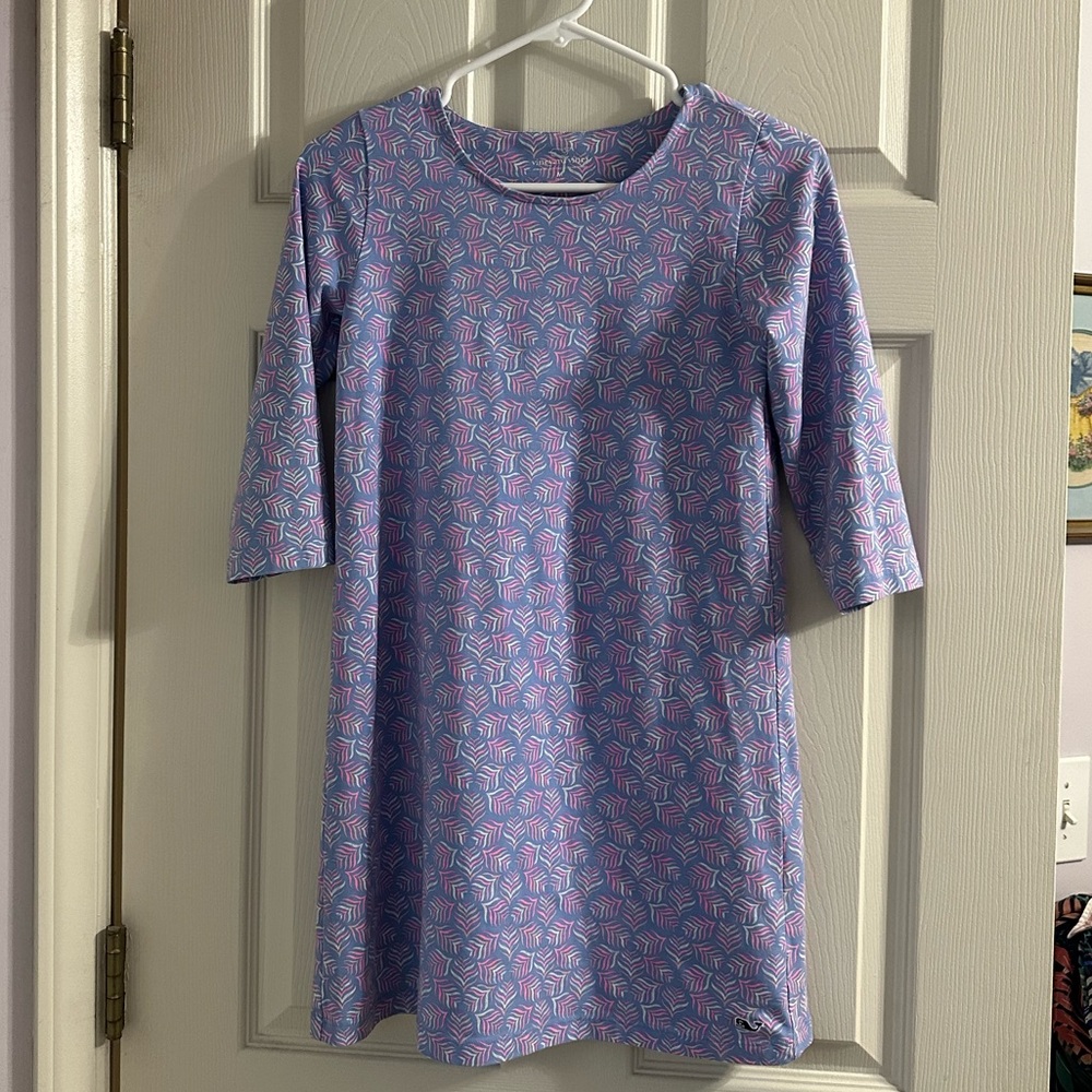 Vineyard Vines Girls Whaletail Tisbury Knit Dress in Hydrangea 